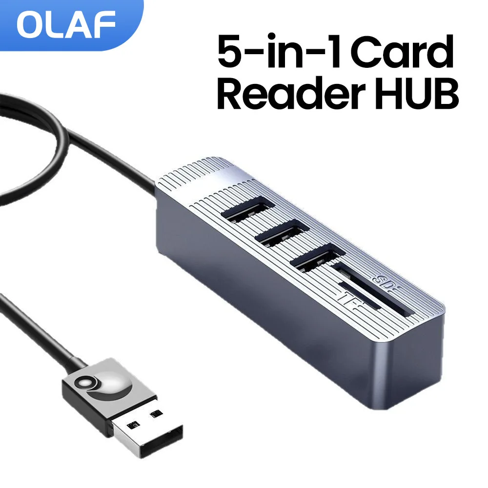 5 in 1 HUB USB 2.0 Multi Ports Splitter Mini Portable TF SD Card Reader Docking Station Adapter Extender For Xiaomi Lenovo