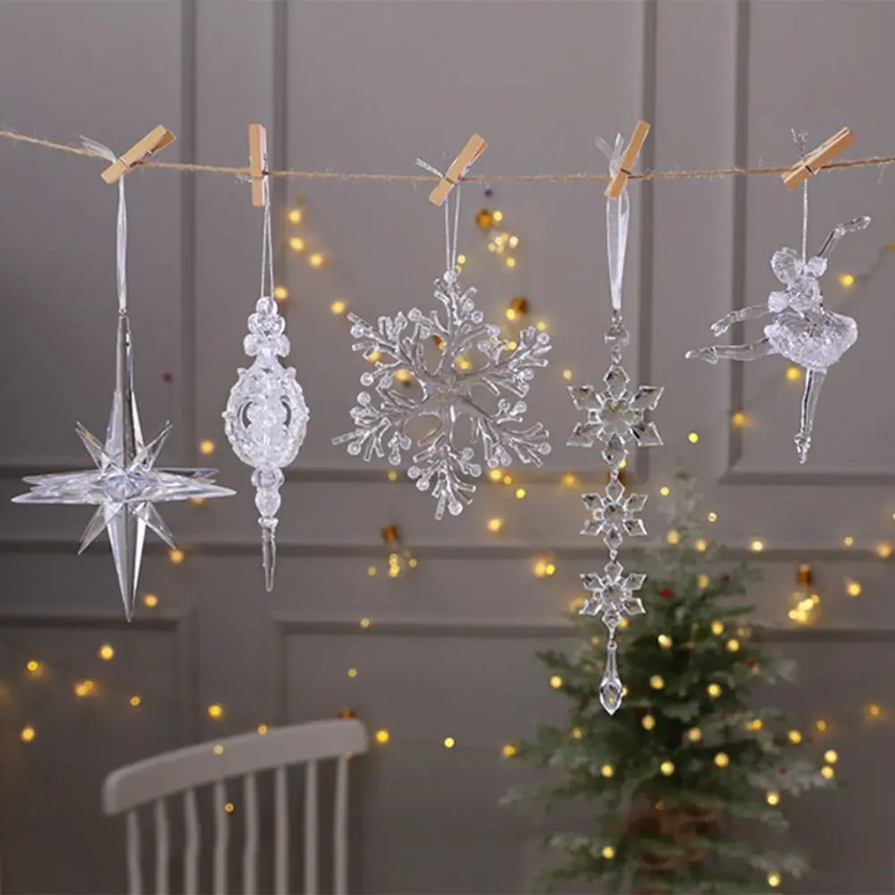 2 SZT. Akrylowe Kryształowe Zawieszki Świąteczne Płatki Śniegu Ozdoby na Ścianę Choinkę DIY Do Użytku Wewnętrznego i Zewnętrznego Kryształowe Dekoracje Wiszące