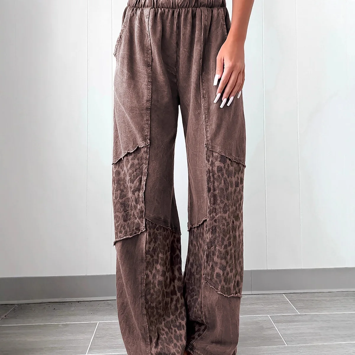

Denim Pant Women Jeans Leopard Print Long Pants High Waist Straight Trousers Y2k Streetwear Elegant Splice Work Casual Spring