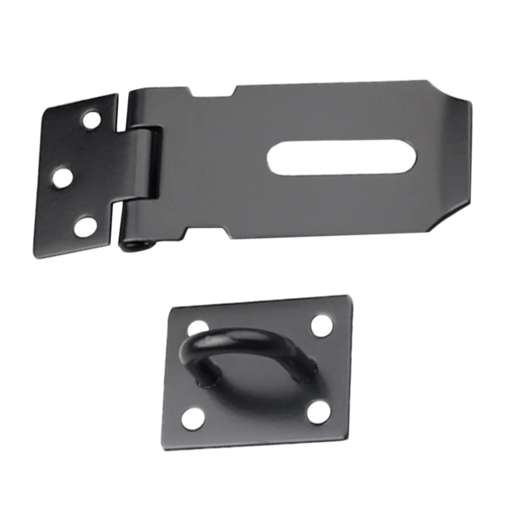 2Pcs Sturdy Stainless Steel Door Security Hasp Lock Buckle Wear Resistant Smooth Textured Modern Decor Compatible Door Latch
