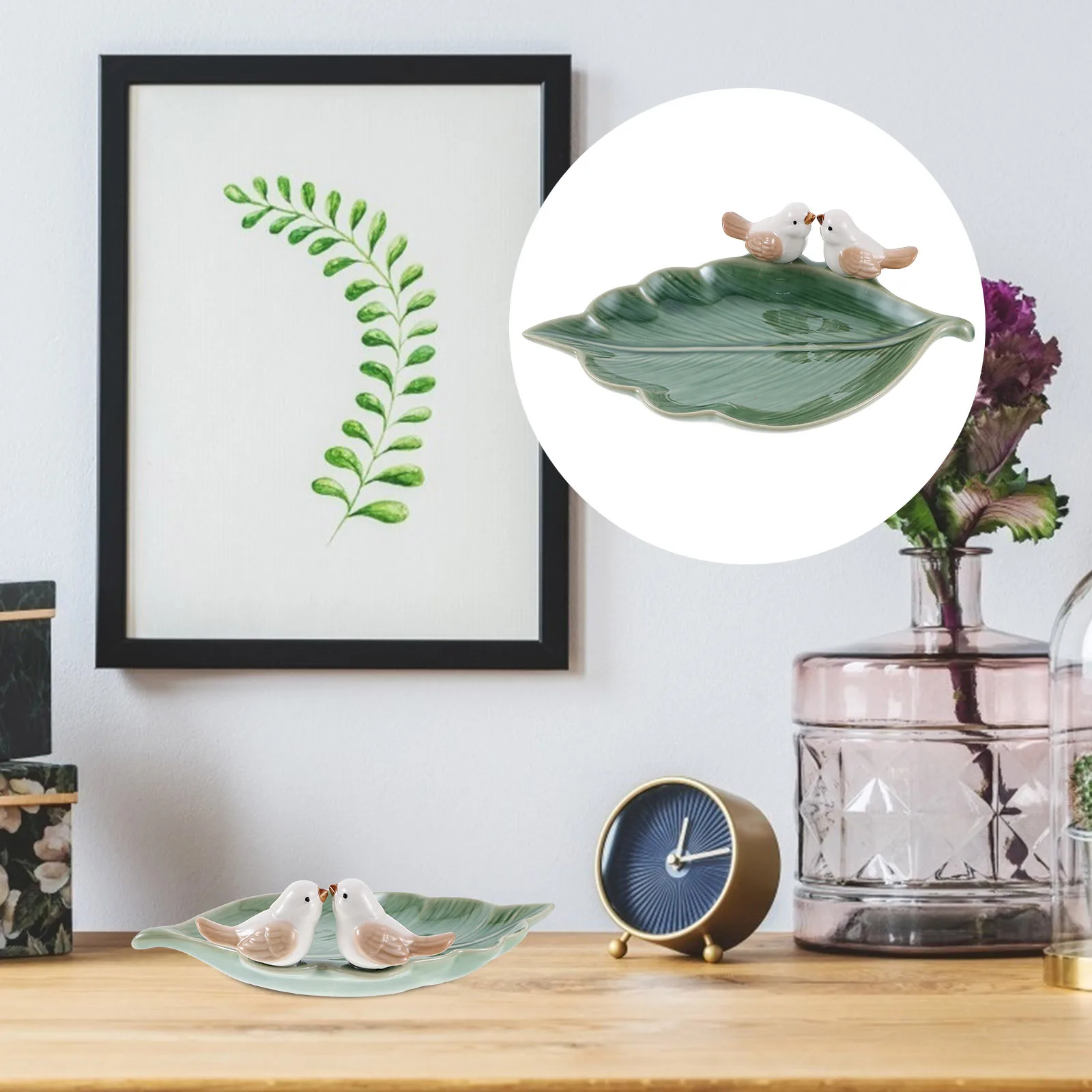 

Leaf-Shaped Ceramic Jewelry Organizer Bird Ring Dish Trinket Tray Jewelry Storage Plate for Home Decor Ring Dish