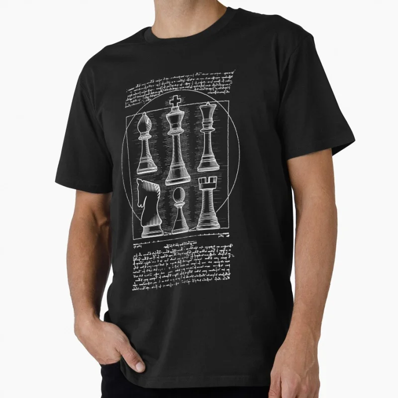 

Vitruvian Chess Player Vintage Gift T shirt for man 100% cotton Large size Tops Game Graphic Print Clothes S-6XL