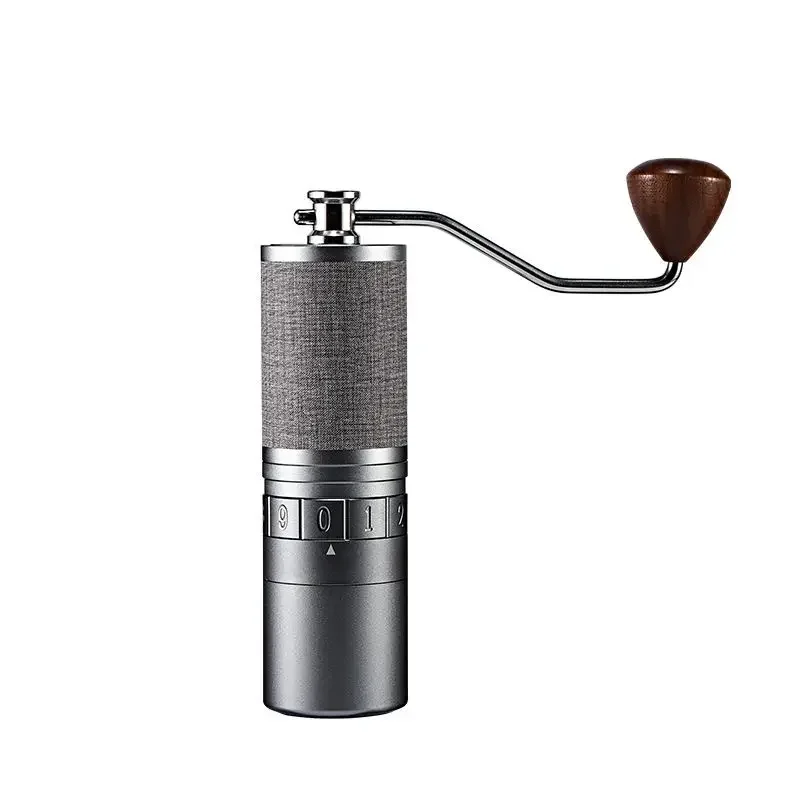 

Wood Handle Al-Alloy Body 420 Espresso Mini Small Hand Mill Portable Manual Coffee Grinder with Stainless Steel Burr