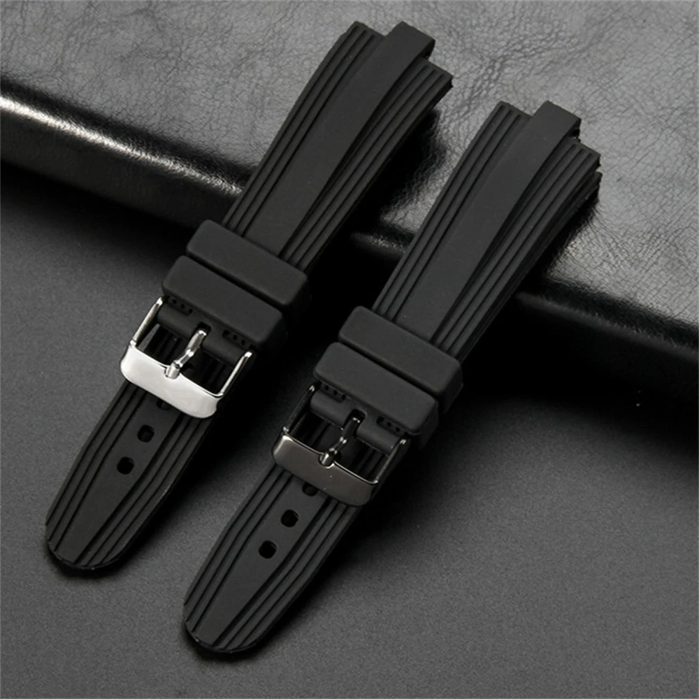 Silicone strap for DIAGONO series waterproof black wristband accessory with raised mouth of 22 * 7mm