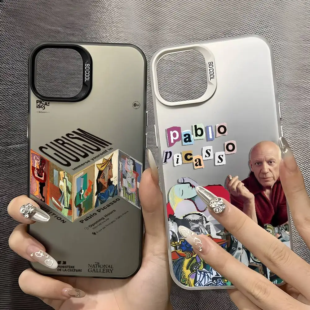 

Picasso Abstract Ins Art Phone Case For IPhone 16 15 14 13 12 11 Plus Pro Max Multicolor Aurora Laser Shockproof Funda Cover