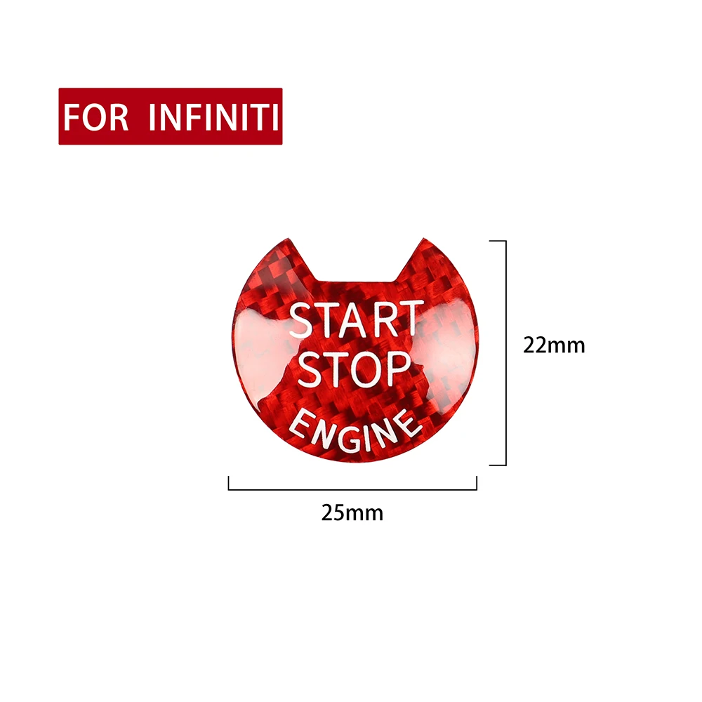 Car One Key Engine Start Stop Push Button Cover Sticker Carbon Fiber Auto Interior Decorative Knob Decals for Nissan Infiniti - view 5