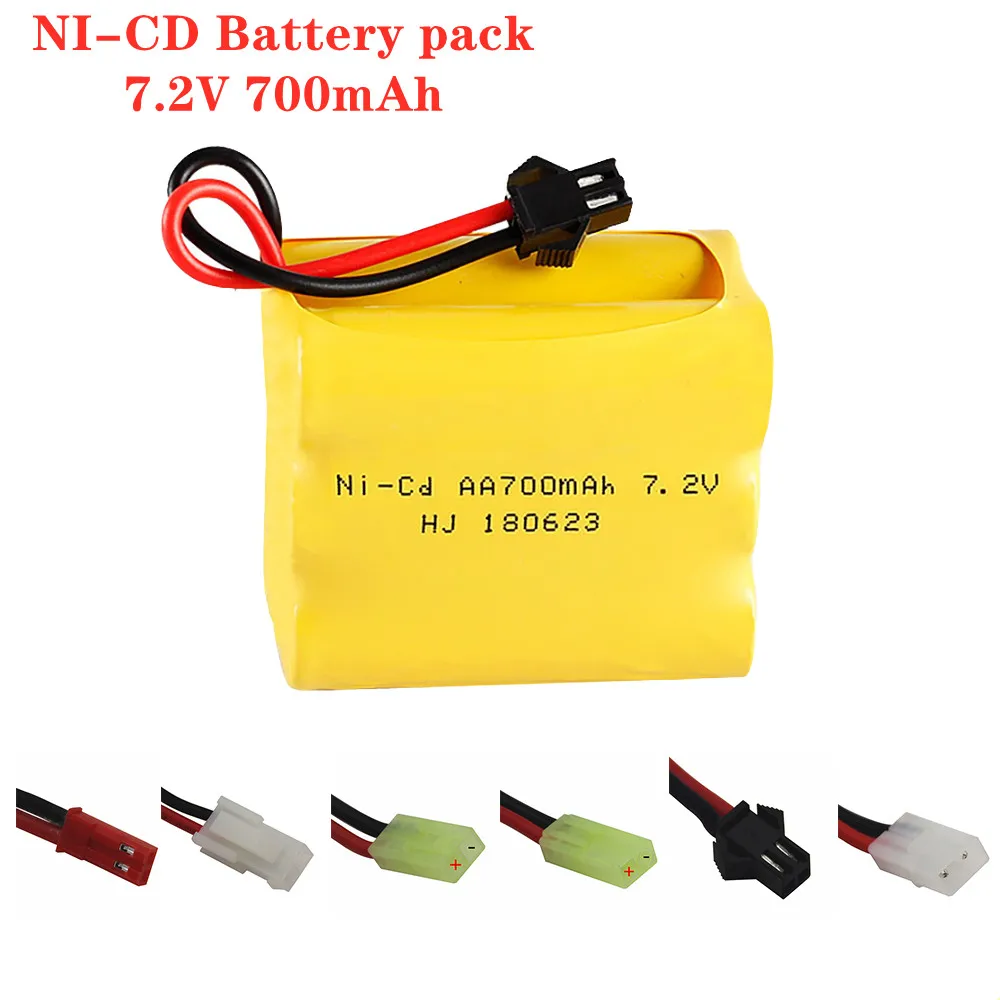 ชุดแบตเตอรี่1ชิ้น/ล็อต7.2V 700mAh NiCd สำหรับของเล่น RC รถถังรถไฟหุ่นยนต์เรือปืน Ni-Cd AA 700mAh 7.2V แบตเตอรี่ชาร์จได้