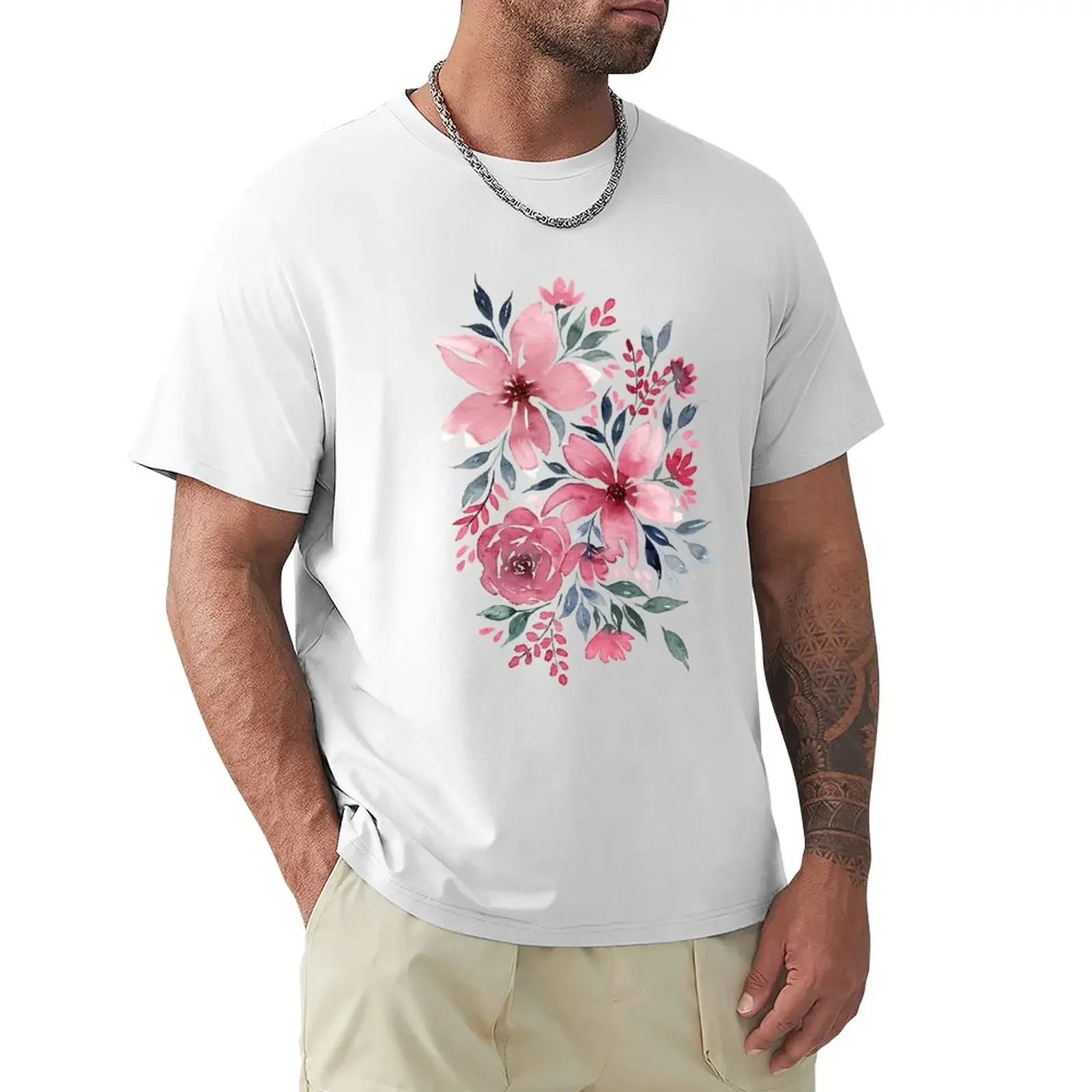 Modern Watercolor Florals No. 2 T-Shirt vintage kawaii clothes anime mens graphic t-shirts anime