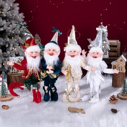 2026 New Custom Christmas Elves With Wreath Hanging Decoration Elf Home Party Wall Pendants Ornaments Christmas Plush Elf Dolls