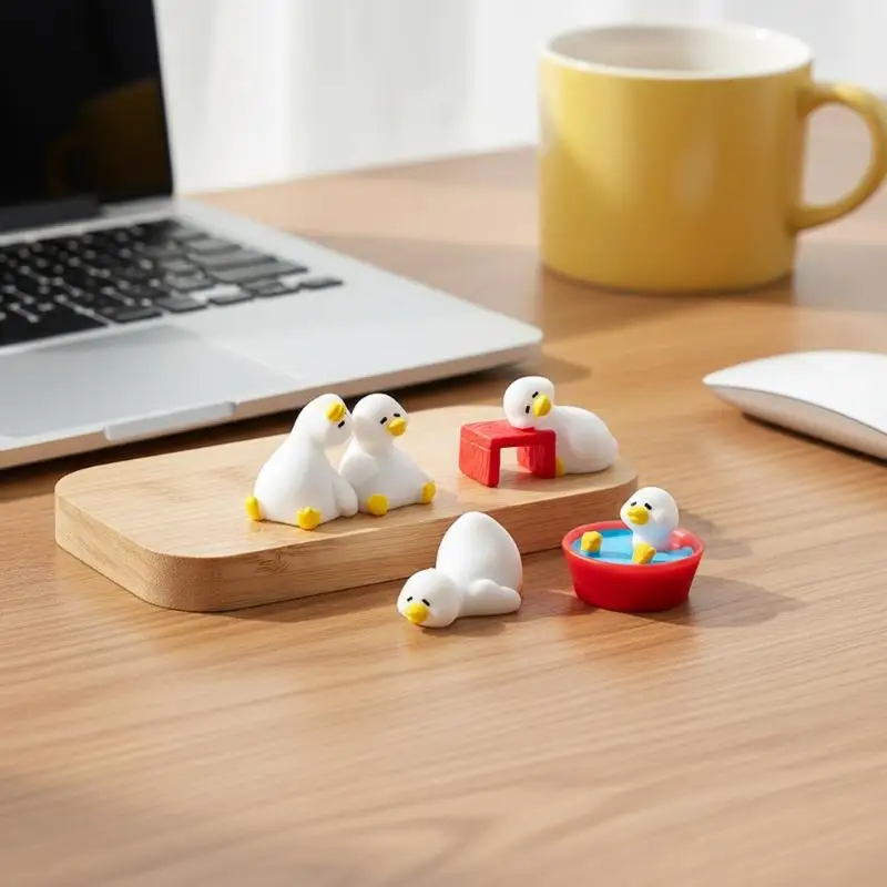 Figurinhas de Patinhos Miniaturas Fofas, Acessórios para Painel de Carro, Decoração Divertida para Retrovisor, Ornamentos de Interior, Presentes para 