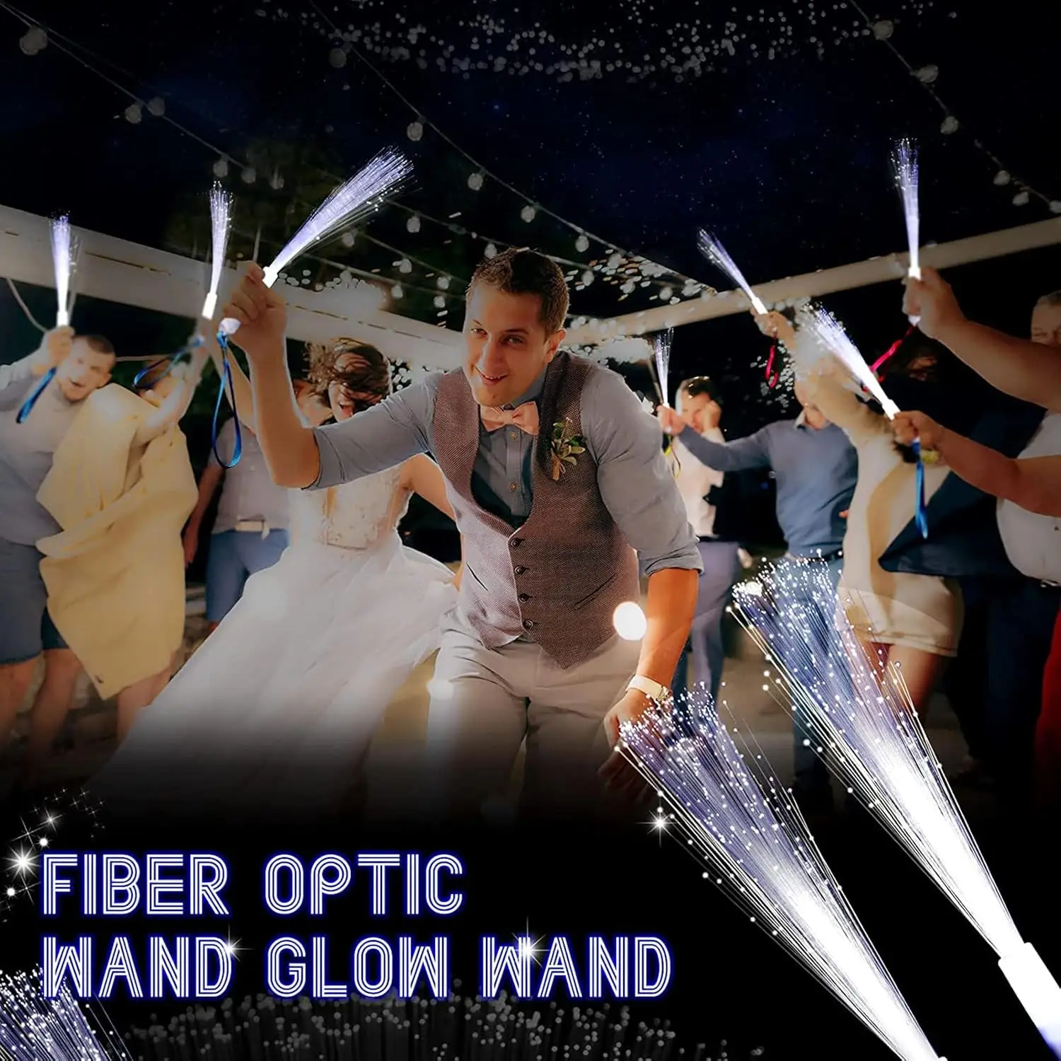 12PCS LED Light Up Bracelets and 12PCS LED Fiber Optic Stick 3 Light Modes Glow in The Dark Party Concert Supplies Wedding Gifts