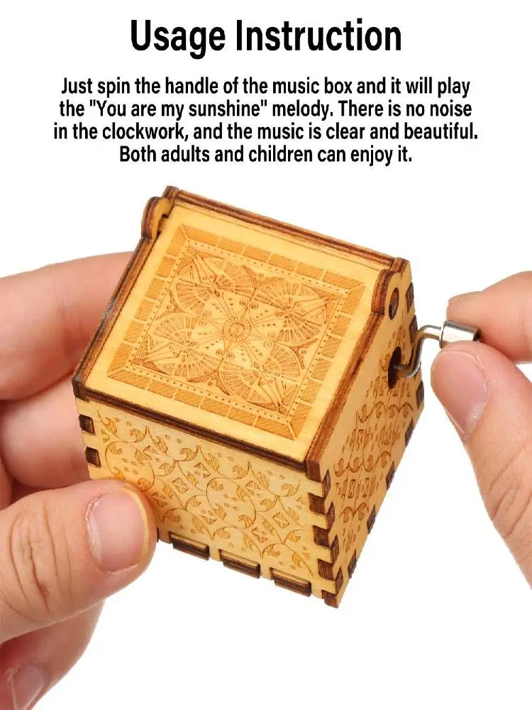 Boîte à musique vintage en bois gravée à manivelle, petite amie, femme ne peut pas aider à tomber amoureuse, cadeau d'anniversaire