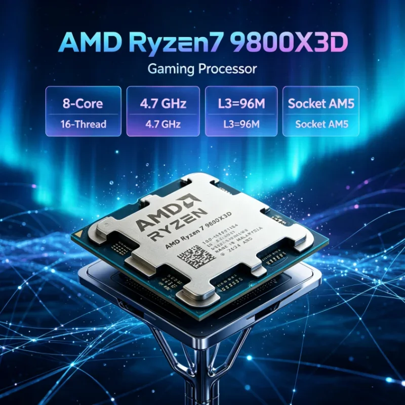 AMD Ryzen 7 9800X3D L3=96M 8-Core 16-Thread R7 9800X3D 120W Gaming Processor Socket AM5 4.7GHz DDR5 4NM