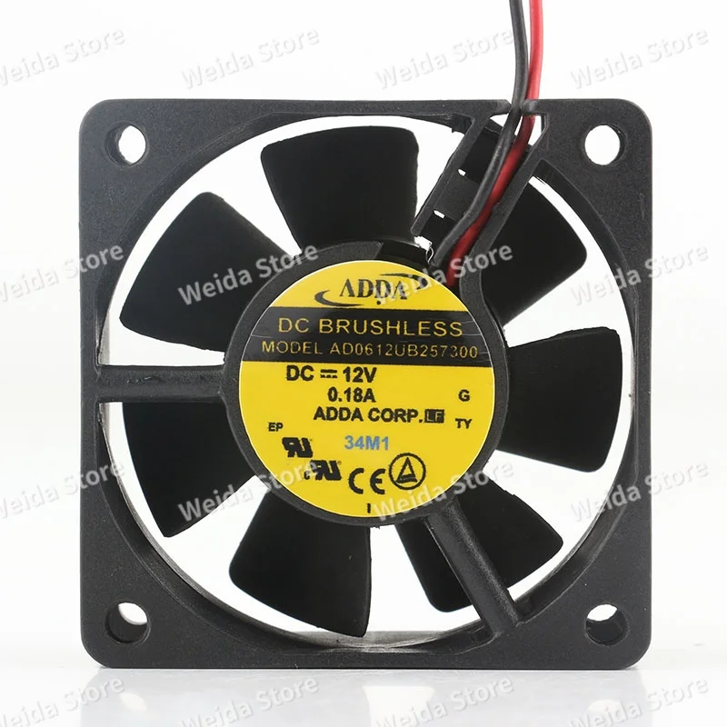 Original ADDA 5V 24V 48V 6025 60X60X25MM 6CM 2-wire double ball bearing inverter AD06012UB257300 cooling fan DC 12V 0.18A