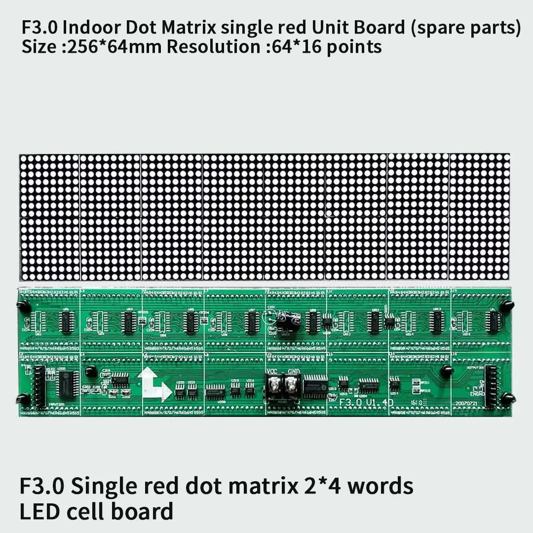 Display a LED per interni con modulo display rosso a matrice di punti F3.0 da 256 * 128 mm 64 * 32 pixel per installare lo schermo LED