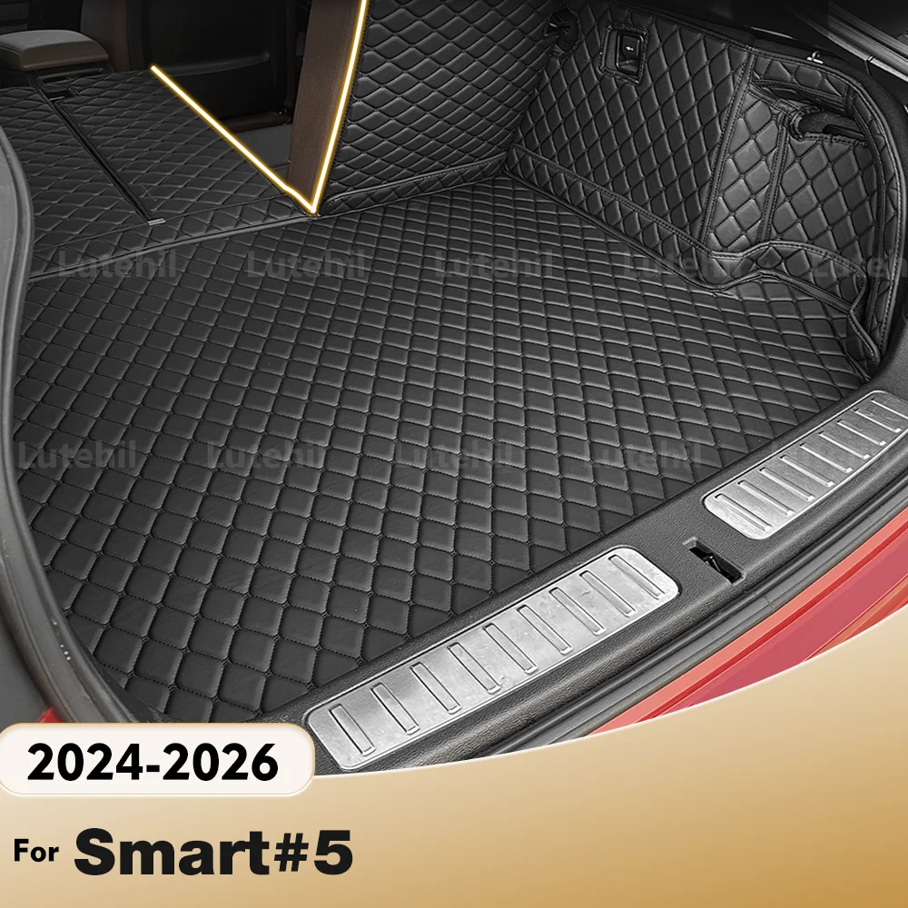 

Для Смарт # 5 2026 2025 2024, автоматический коврик для багажника с полным покрытием, водонепроницаемый кожаный коврик для багажника, коврик для багажника, аксессуары для ковров