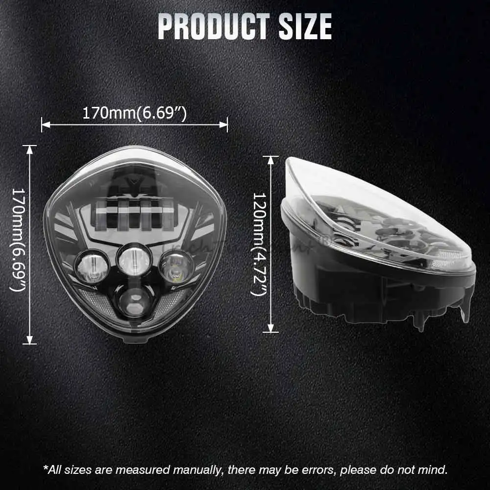 Front LED Head Light 60W Fits For Victory Cross Country Tour 8‑Ball High‑Ball Magnum 2008-2017 Motorcycle Hi/Low Beam Head Lamps view 3