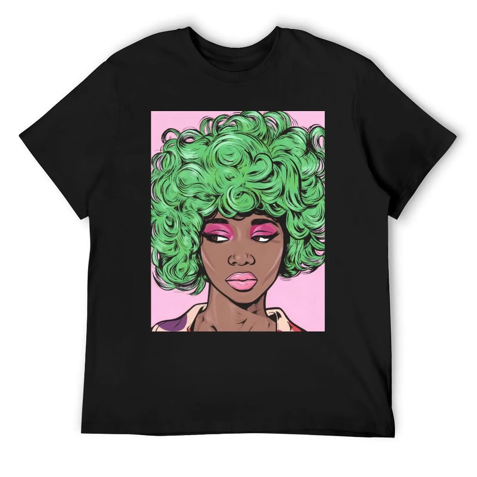 

Green Haired Kawaii Comic Girl T-Shirt oversized graphic tee graphic shirts heavyweight t shirts for men