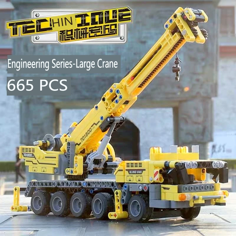 Machinery Group science and Technology Urban Engineering Crane Crane Construction assembly building blocks Gift toys model