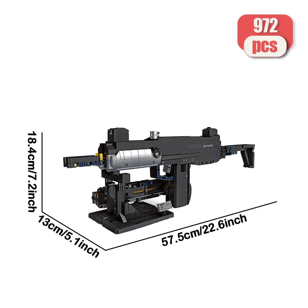 Technic military moc war  gun uzi pistol Building Block model toy  gifts Christmas 972pcs