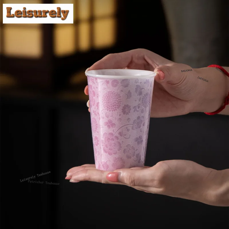 HOYIHM 250ml Unprocessed Jade Purple Flower Cola Mug Master Mug Bubble Teacup Cold Hot Water Jug Household Hand Warmer Teaset