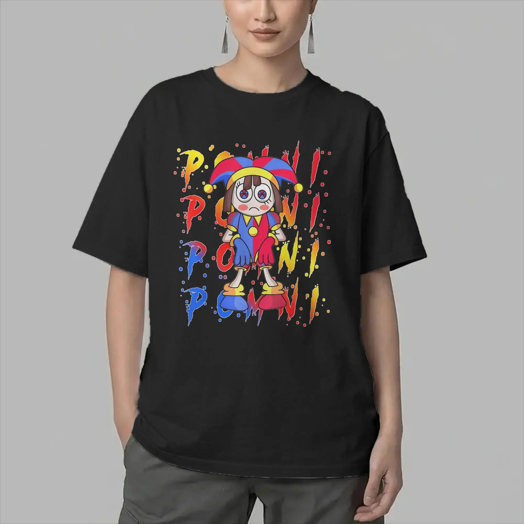 Cartoon Digitals Circus Pomni Characters T-Shirt Men Crewneck Pure Cotton T Shirts TV Series Short Sleeve Tee Shirt Clothing