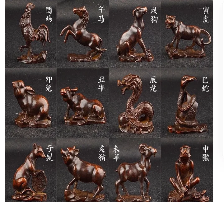 

Chinese Zodiac Bronze Antique copper Ornament, Rat, Ox, Tiger, Rabbit, Dragon, Snake, Chinese retro ornaments Horse, Sheep