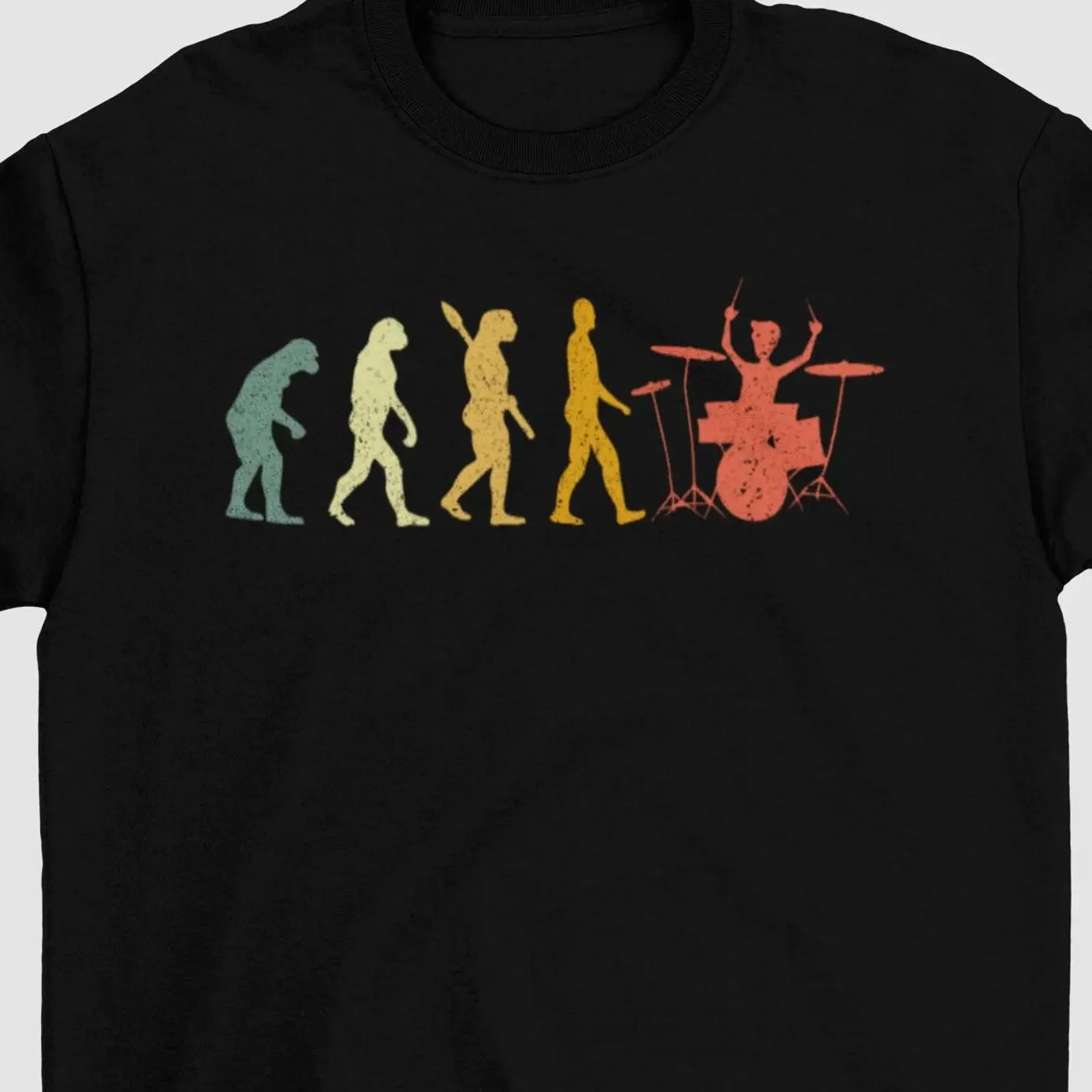 Retro Funny Drummer Evolution T Shirt Drum Set s for Drummers Musician Fathers Day Drums Casual vintage Washed