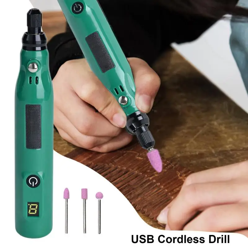 

USB Cordless Rotary Tool Kit Woodworking Electric Drill Grinder Engraver Pen DIY For Jewelry Metal Glass Mini Wireless Drill