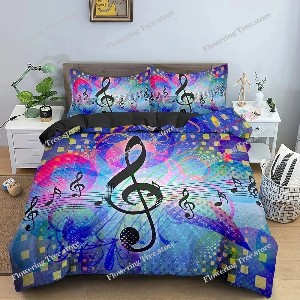 

Music Duvet Cover Set 3D Print Music Note White Black Comforter Cover for Boys Girls Teens Polyester Bedding Set King Queen Size