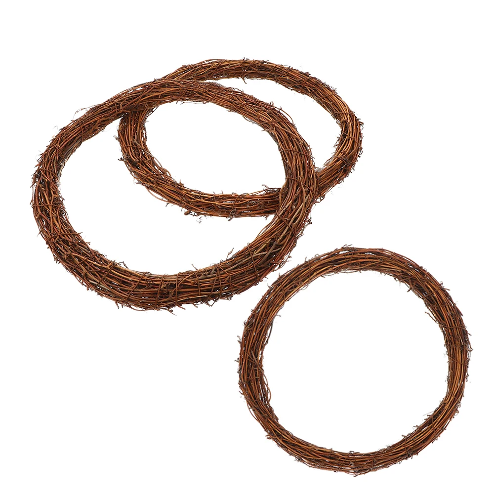 

3pcs Vine Wreath Frame Crafts Christmas Decor Natural Branch Large Light Brown Sturdy DIY Materials Elegant Design