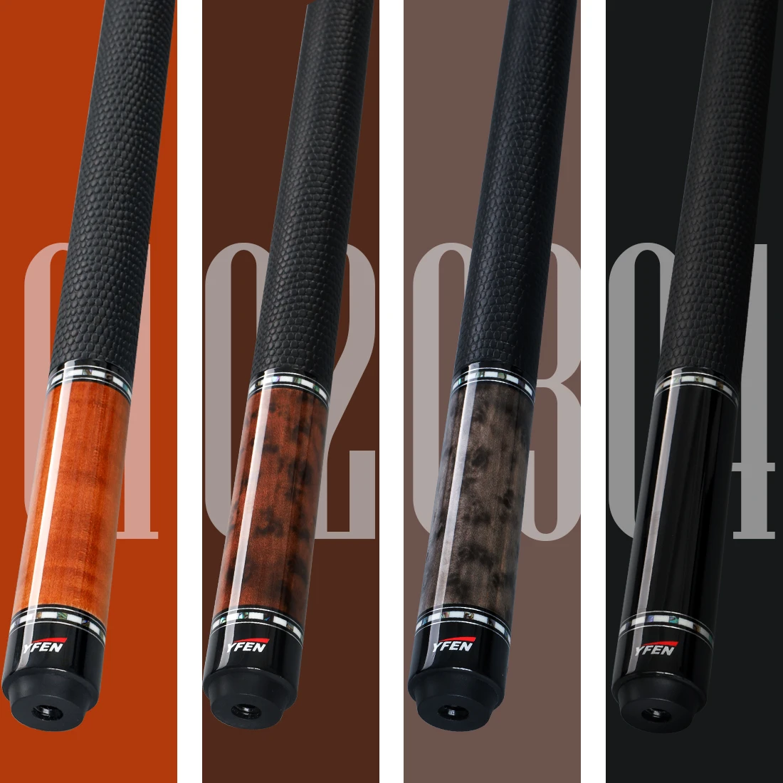 YFEN Carbon Fiber Pool Cue Stick 11.5mm 12.5mm Low Deflection Pool Stick with Rare Wood Butt Balone Shell Inlaid Ring Professional Cue Stick with Extension