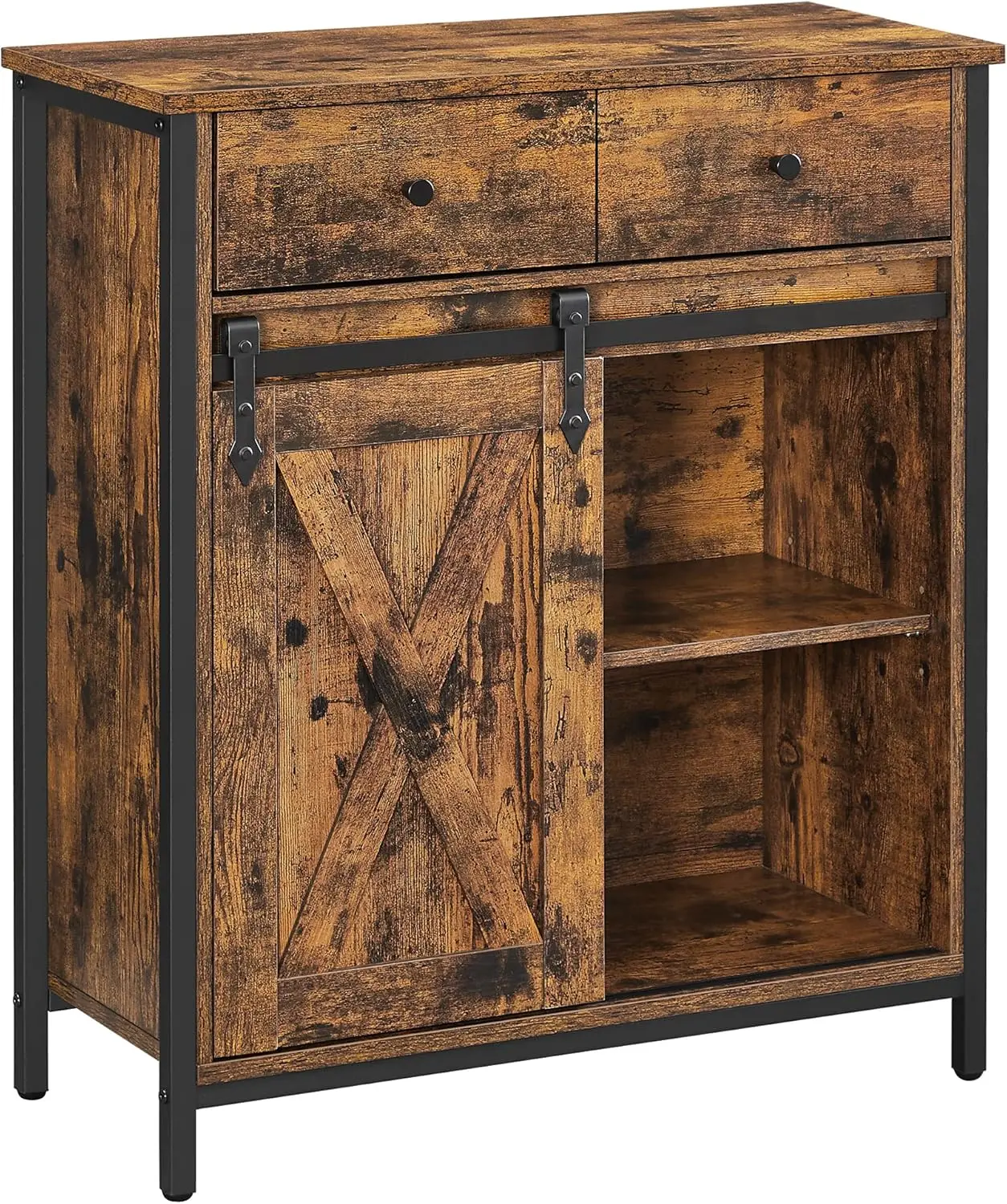 

Buffet Cabinet, Floor Sideboard Cupboard Storage Organizer with 1 Drawer and Sliding Barn Door for Living Room Bathroom Hallway