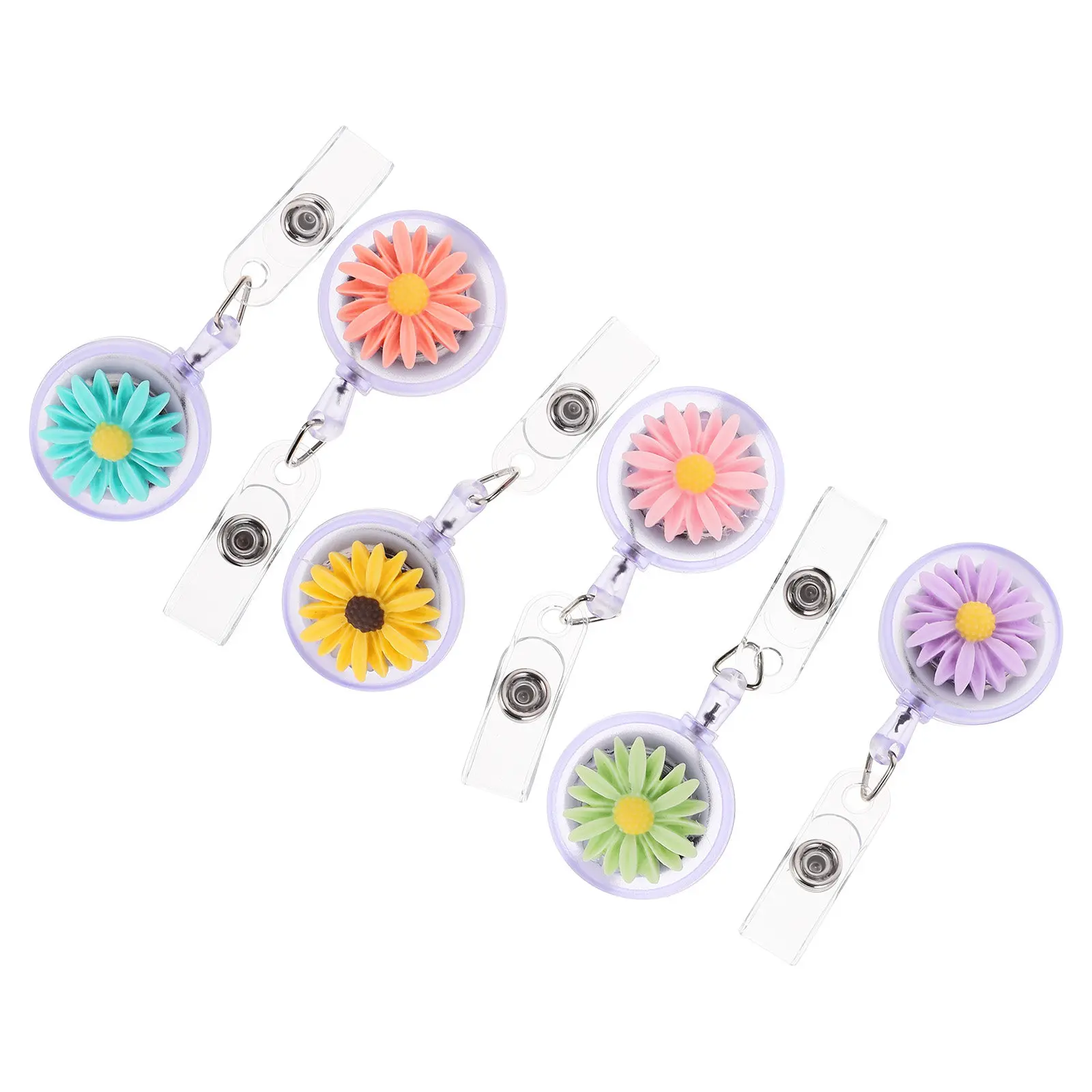 6Pcs Badge Holder Retractable Clip Soft Resin Nurse Badge Reel for Doctors Nurses Employees Lightweight Serrated Clip