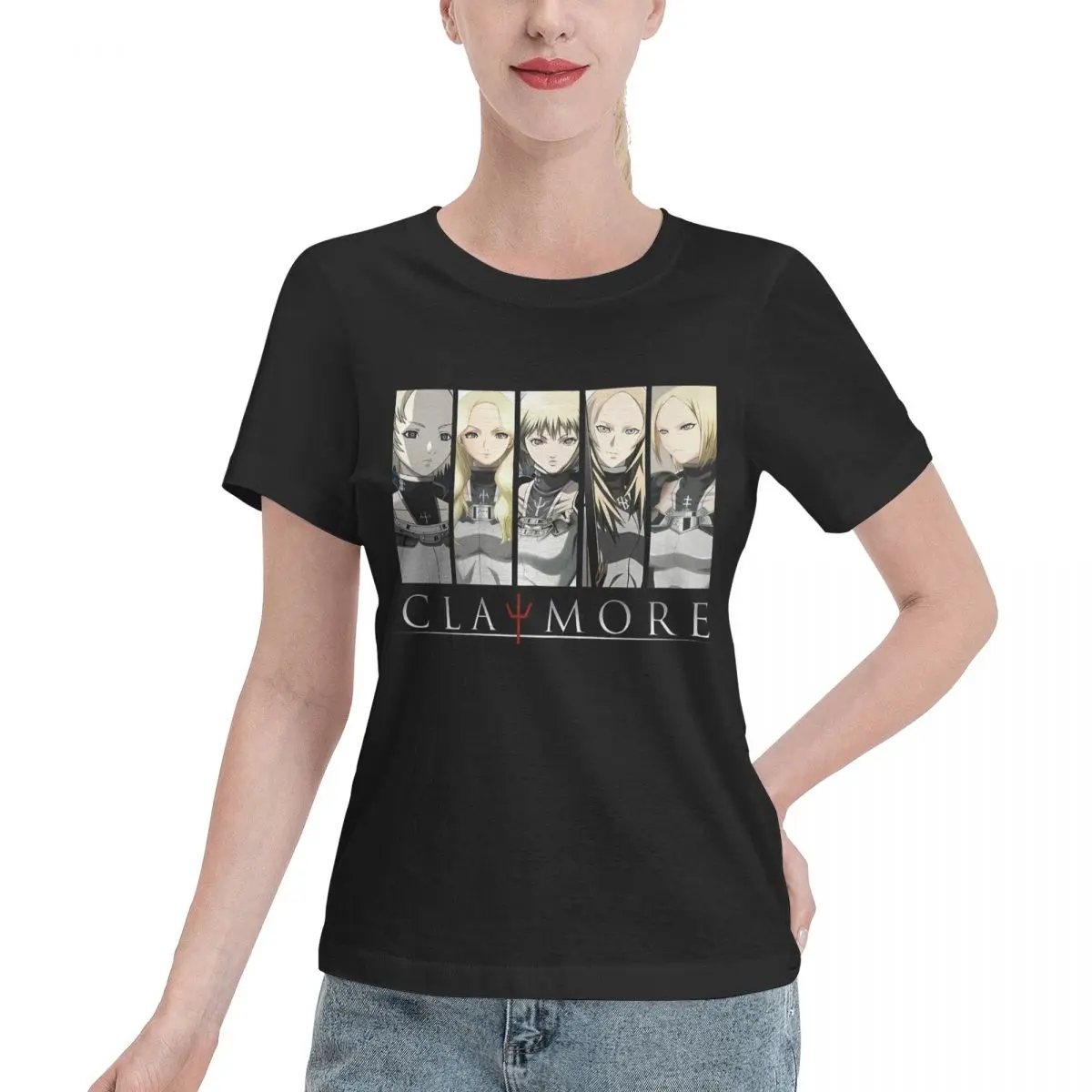 Wardrobe Filler Vintage Love Anime Claymore Girls Characters Women's T-shirt Holiday Plain Cotton Top
