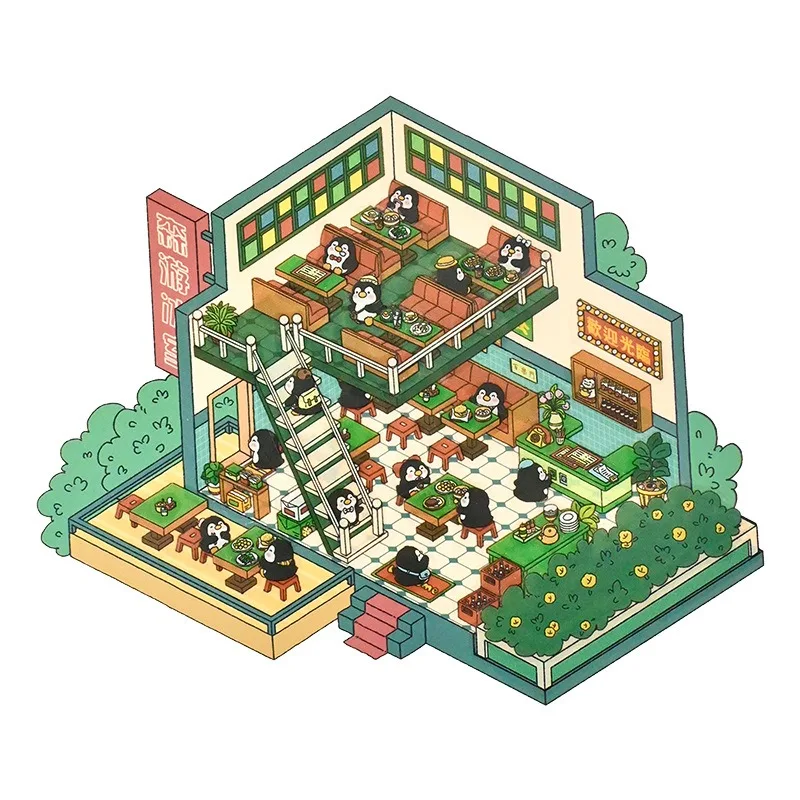 Regalo para adultos y niños, juguetes clásicos, pegatinas de casa en miniatura 3D, Kit de artesanía de paisajismo creativo DIY, actividad divertida para aliviar el estrés