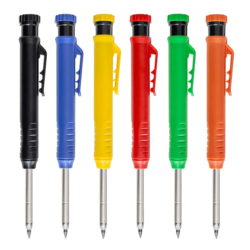 Multicolour Deep Hole Locator 2.8mm Woodworking Marking Automatic Pencil Set with Pen Cap 2B Lead Core Solid Marking Tool