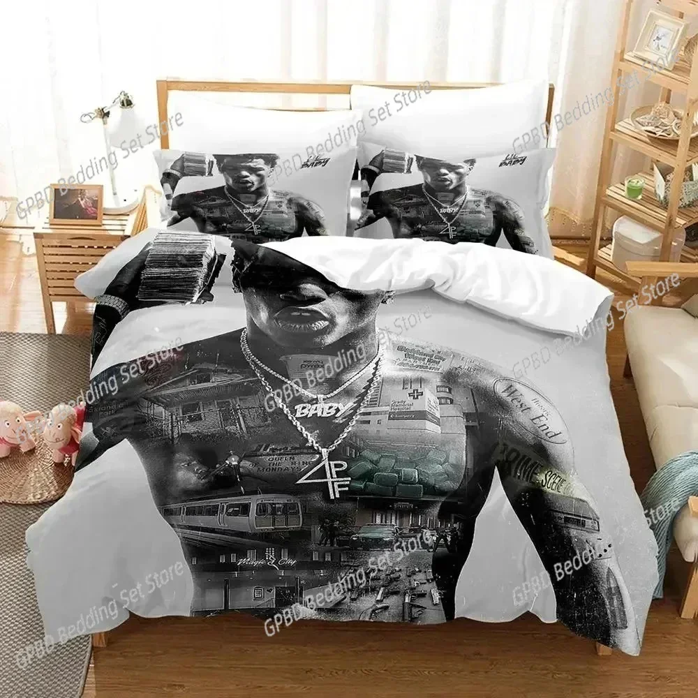 Luxury  New Rapper lil baby Comfortable Duvet Quilt Cover Pillowcase Bedding Set Children Bedroom Decoration Home Textile