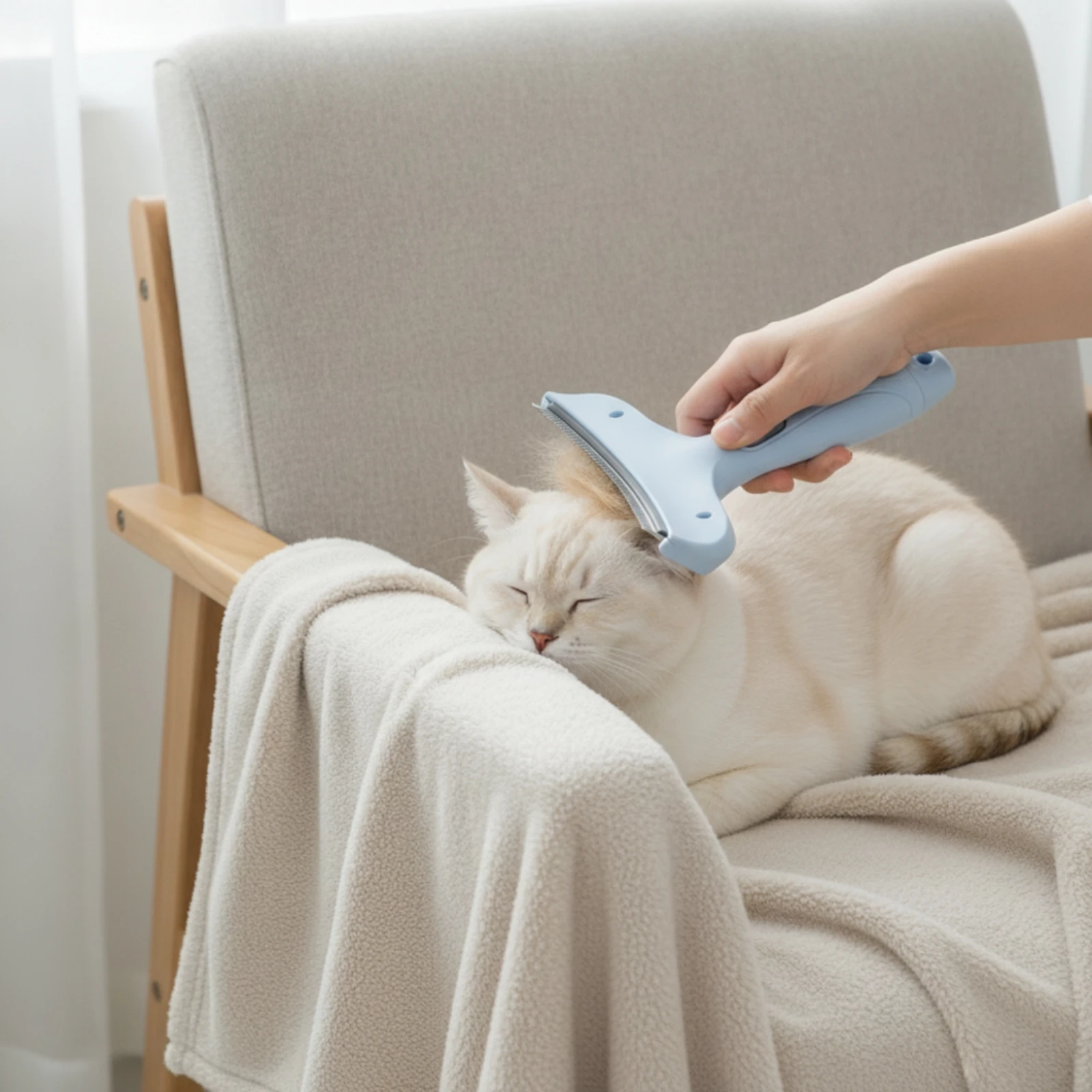 Undercoat Rake Easy Grip Dog Grooming Rake Comb with Hair Release Non-Slip Cat Grooming Comb Thick Coat for Dogs