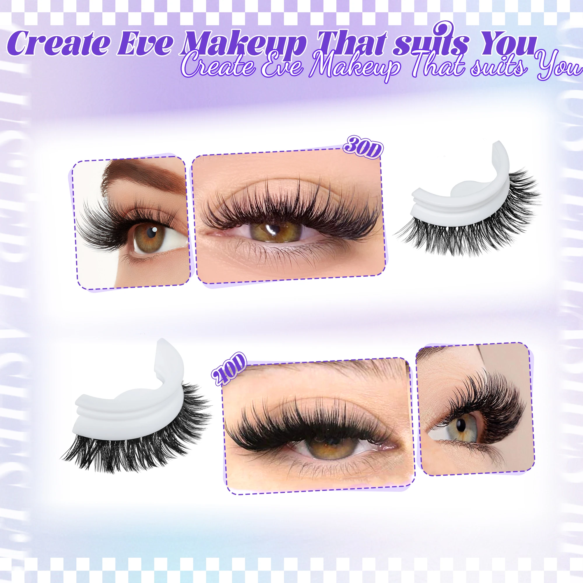 720PCS-30D/40D com adesivo, pinça, escova e modelador de cílios para DIY em casa. Desgaste longo sem fadiga ocular, como luz como fe