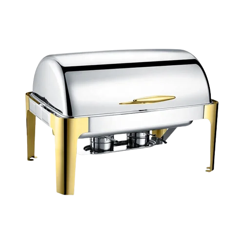 

Luxury Chafer Gold 9QT Chafing Dish Buffet Set Stainless Steel Roll Top Buffet Server Commercial Chafer For Catering