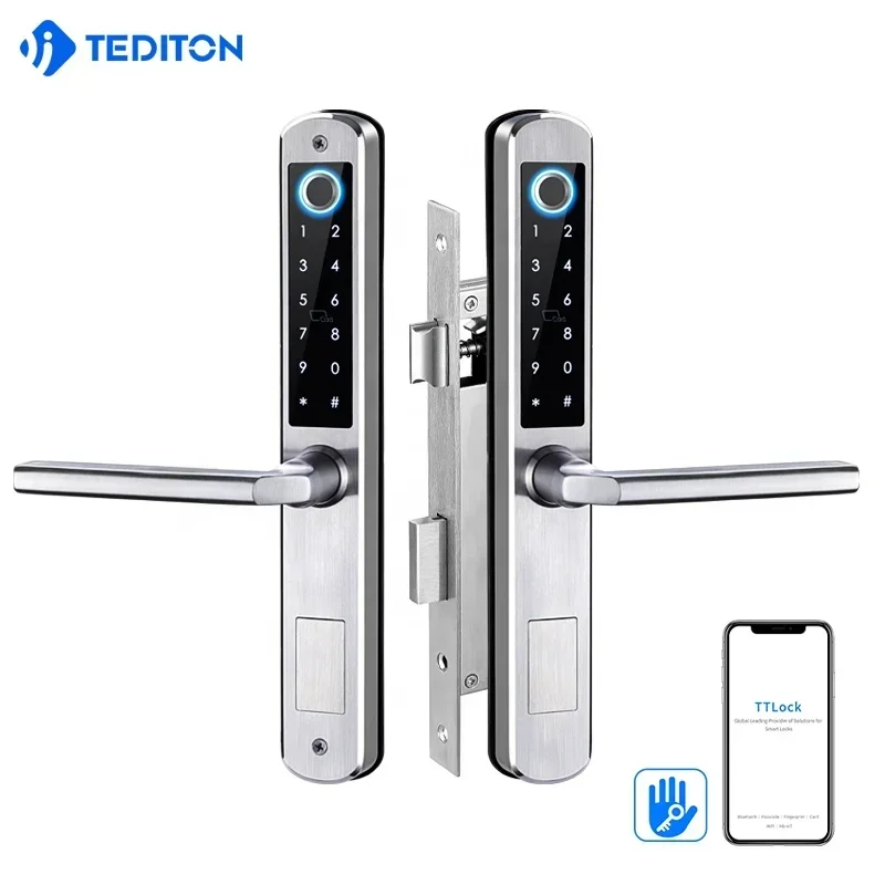 005Waterproof Ttlock APP Remote Outdoor Double Sided Digital Coded Gate Combination Glass Door Lock With Fingerprint