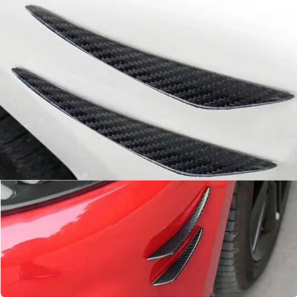 4Pcs Universal Bumper Canard Real Carbon Fiber Splitter Fin Wing Spoiler Diffuser