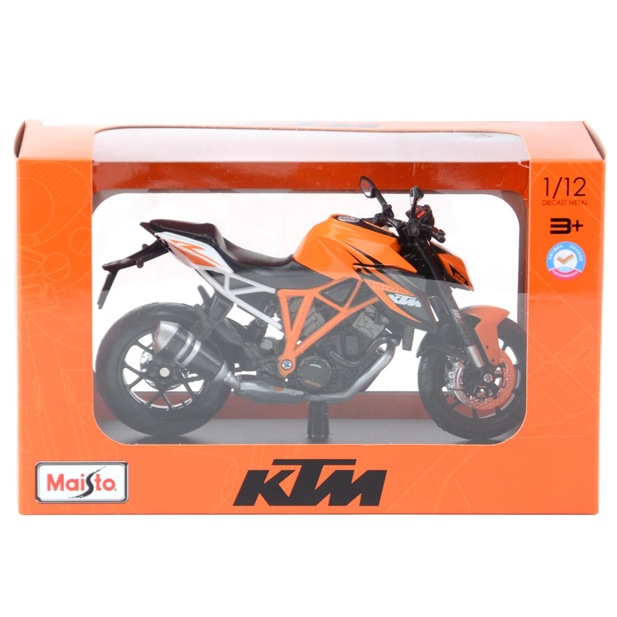 Maisto 1:12 KTM 1290 Super Duke R con supporto veicoli pressofusi hobby da collezione modello di moto giocattoli