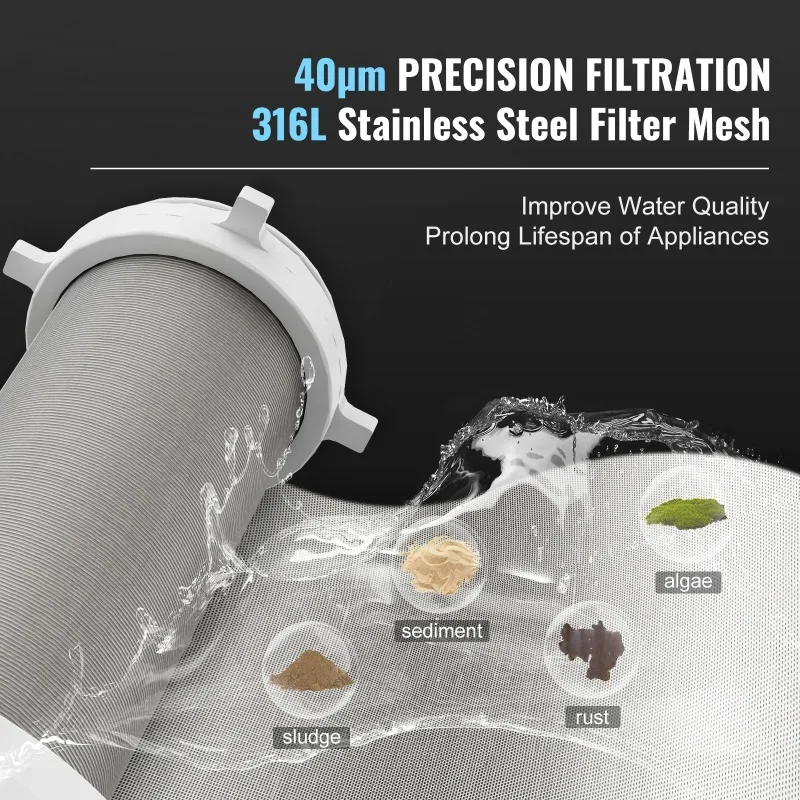 SucceBuy Spin Down Filter Whole House Sediment Filter for Well Water 4 T/H High Flow Rate for House Water Filtration Systems