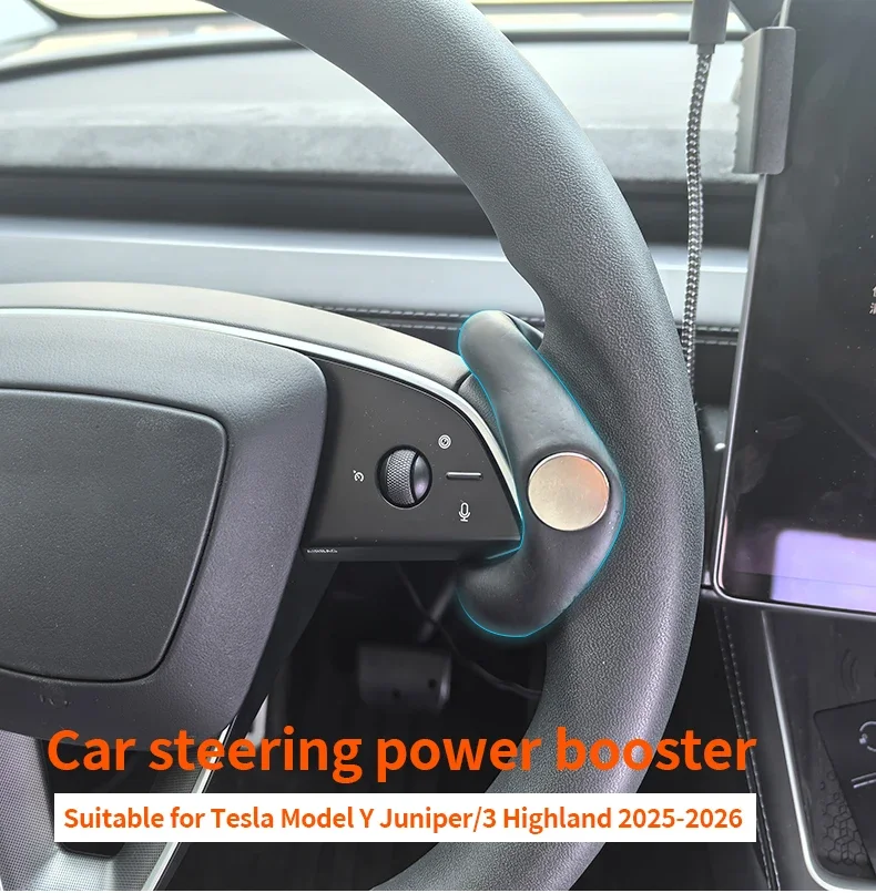 Für Tesla Model Y Dekor Juniper Model 3 Highland 2025 2026 Drehbarer Lenkrad-Leistungsverstärker Drehknopf Sicherheitszubehör – Detail 3