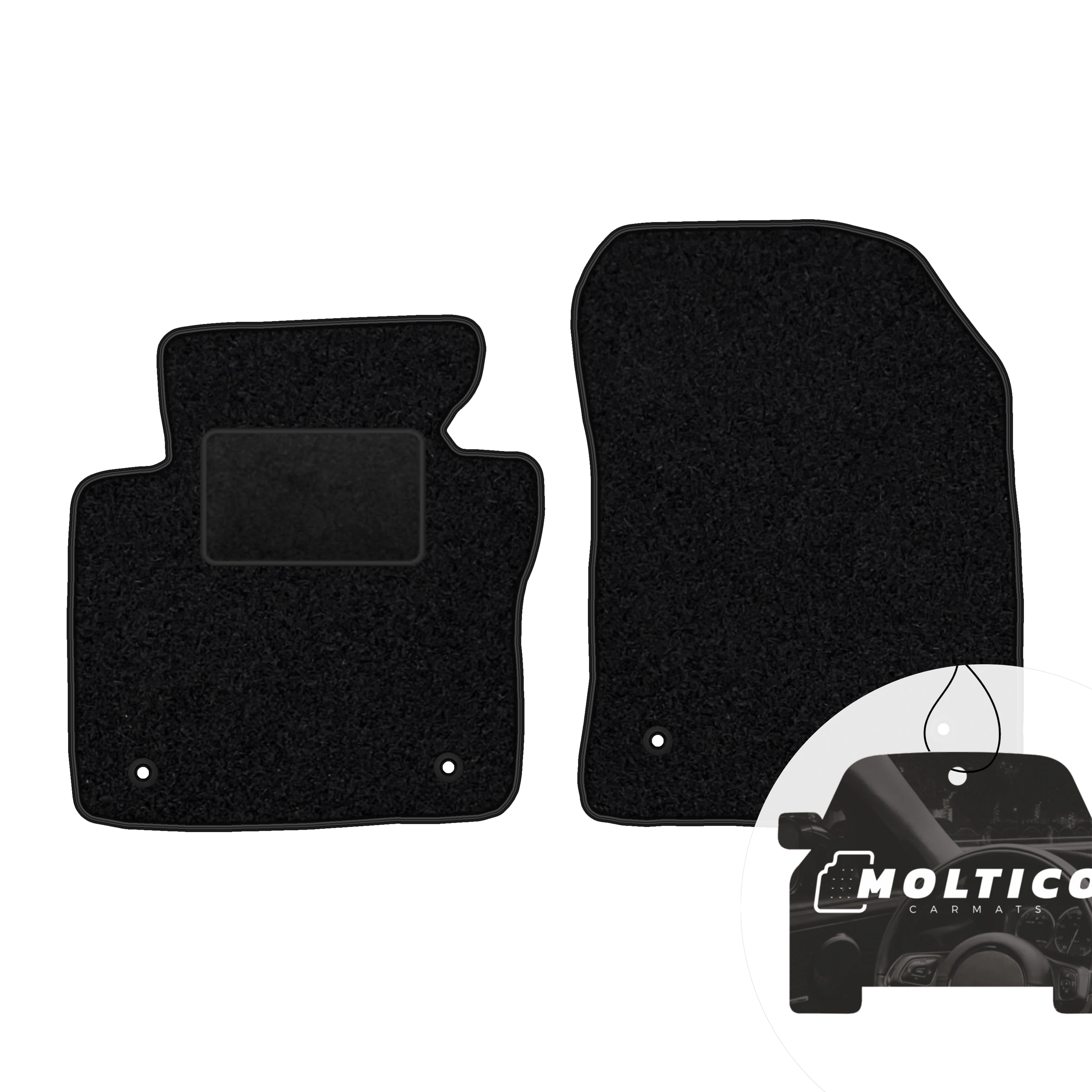 Velours vloermatten voorin met zwarte rand – passend voor: Volkswagen Caddy III 2003–2020, 2-zitsversie