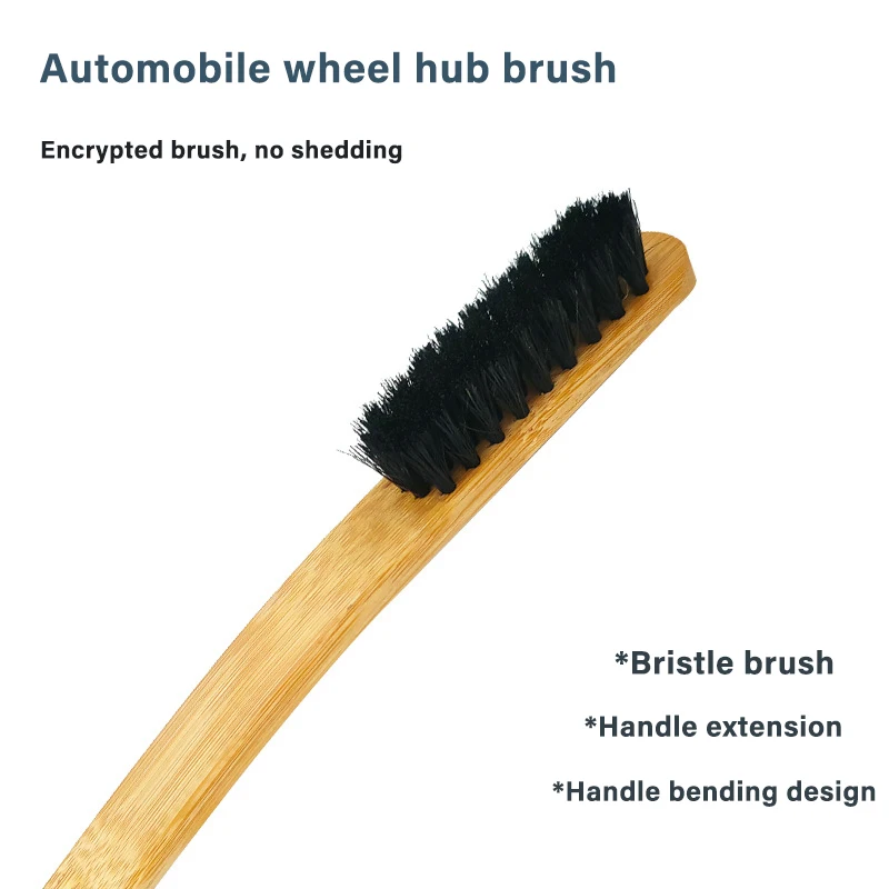 Multi-function Tire Brush Auto Detail Brushes Long Handle Deep Gap Boars Hair Brush for Wheel Rim Tire 1 PCS