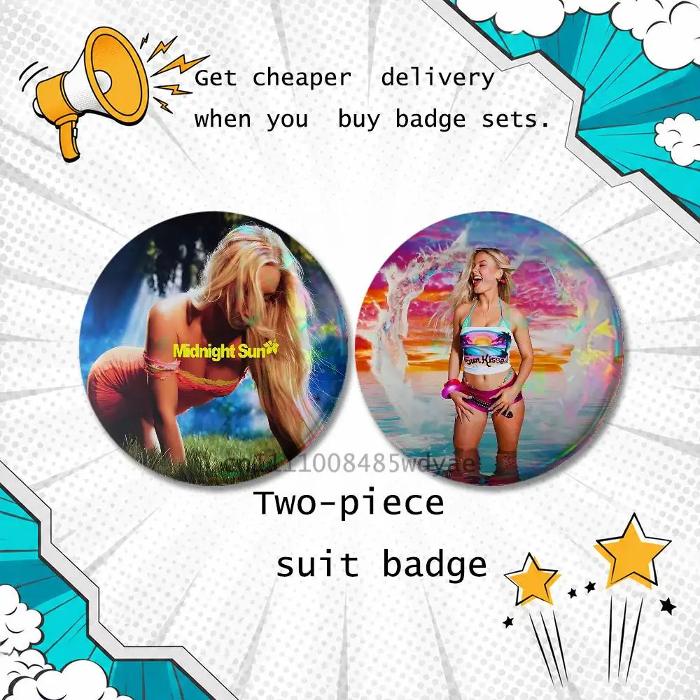 2-piece set Pins Backpack Clothes Jewelry Accessories Z-Zara Larsson Midnight Sun Cartoon Round Brooch Button Badge Gifts