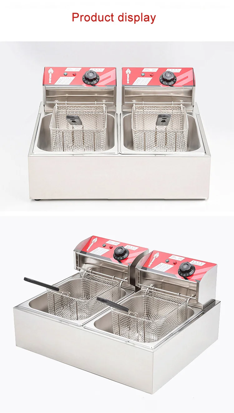 for6L*2/8L*2 Commercial Counter-top Restaurant 2 Baskets Double Tank Fryer